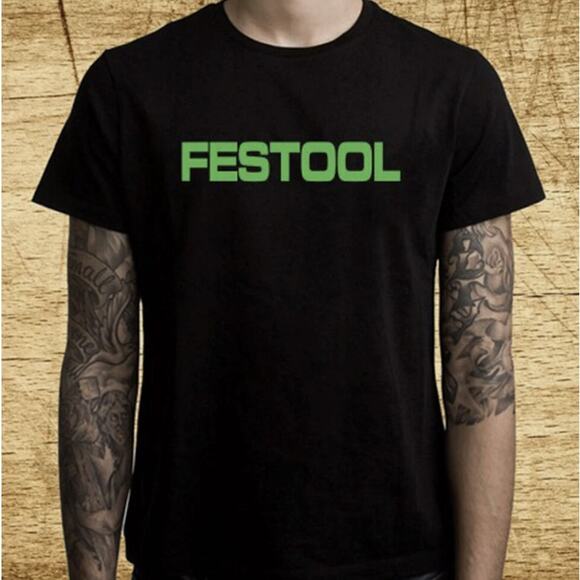 Men's NWT Festool Short Sleeve T-Shirt, Black, Green Lettering, Size Large - Picture 1 of 6